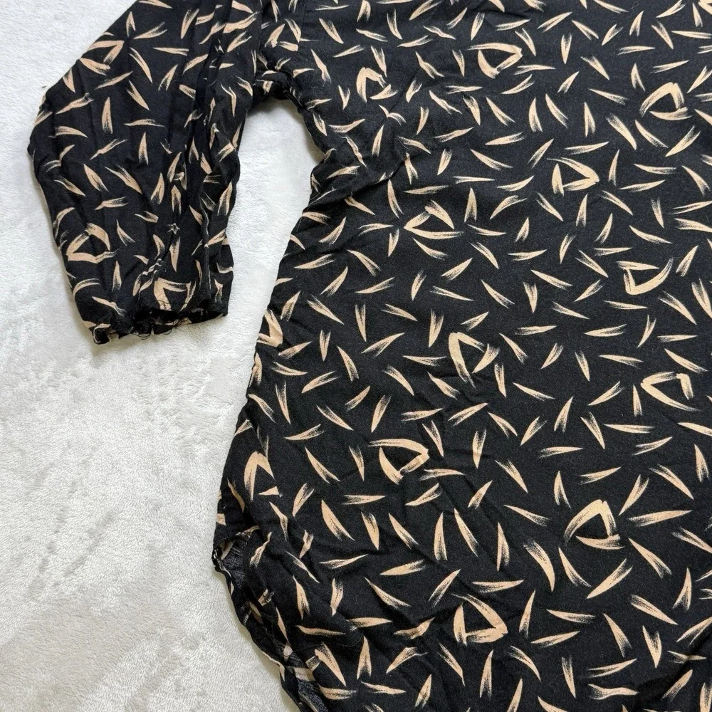 Vintage CA Krush 2 Pc Skirt Set Women's Large Black Tan Print Rayon USA 80s